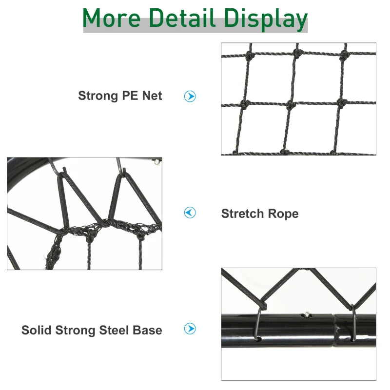 Soozier Soccer Rebounder Net, 3' x 3', Angle Adjustable Baseball Rebounder Net Training Equipment Aid with Quick Folding Design for Teens & Adults, Kickback Target Goal Play