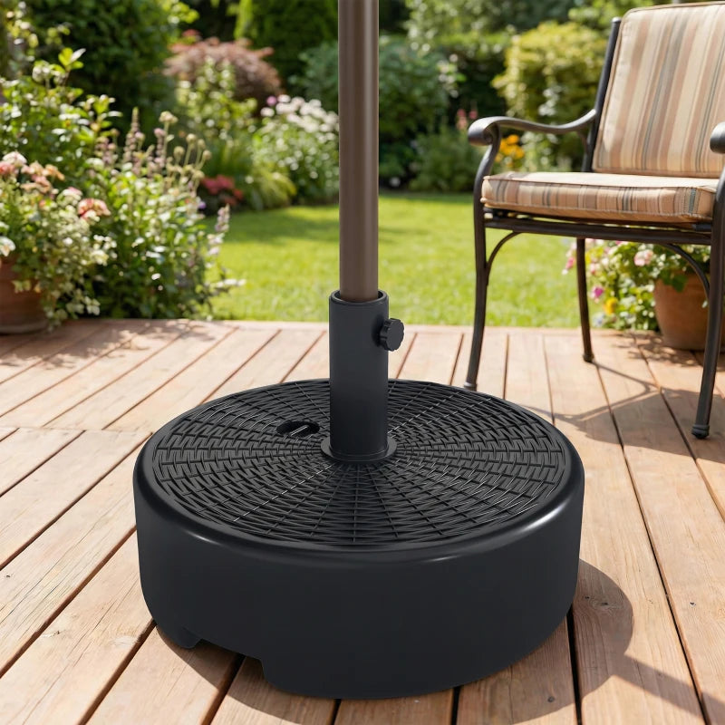Patio Umbrella Base with Handle Outdoor Umbrella Stand Holder for 1.5" and 1.9" Poles Black