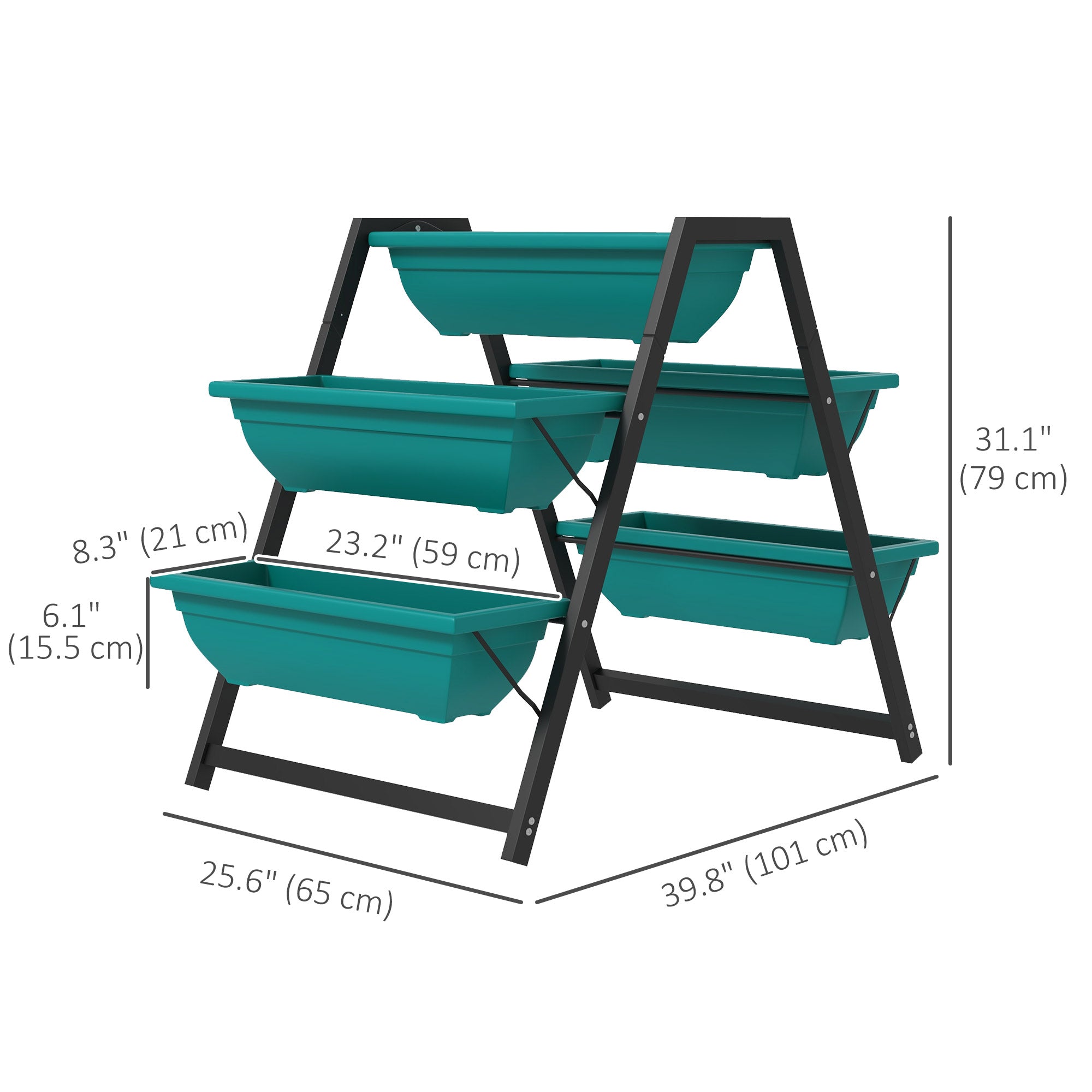 Outsunny 3-Tier Vertical Garden Planter Outdoor Plant Stand with 5 Boxes for Vegetables Flowers Grow Container 