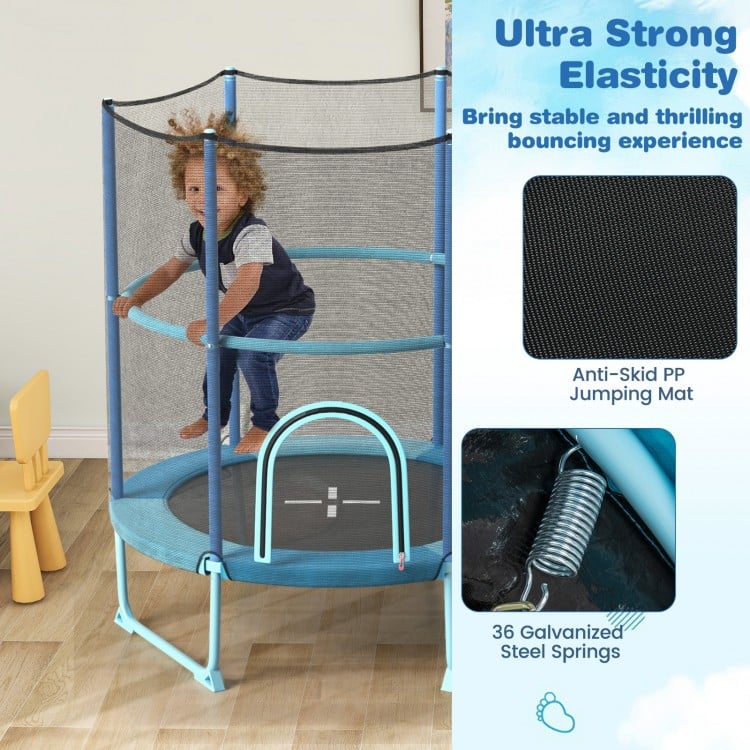60 Inch Trampoline with Gymnastic Bar and Rings for Kids