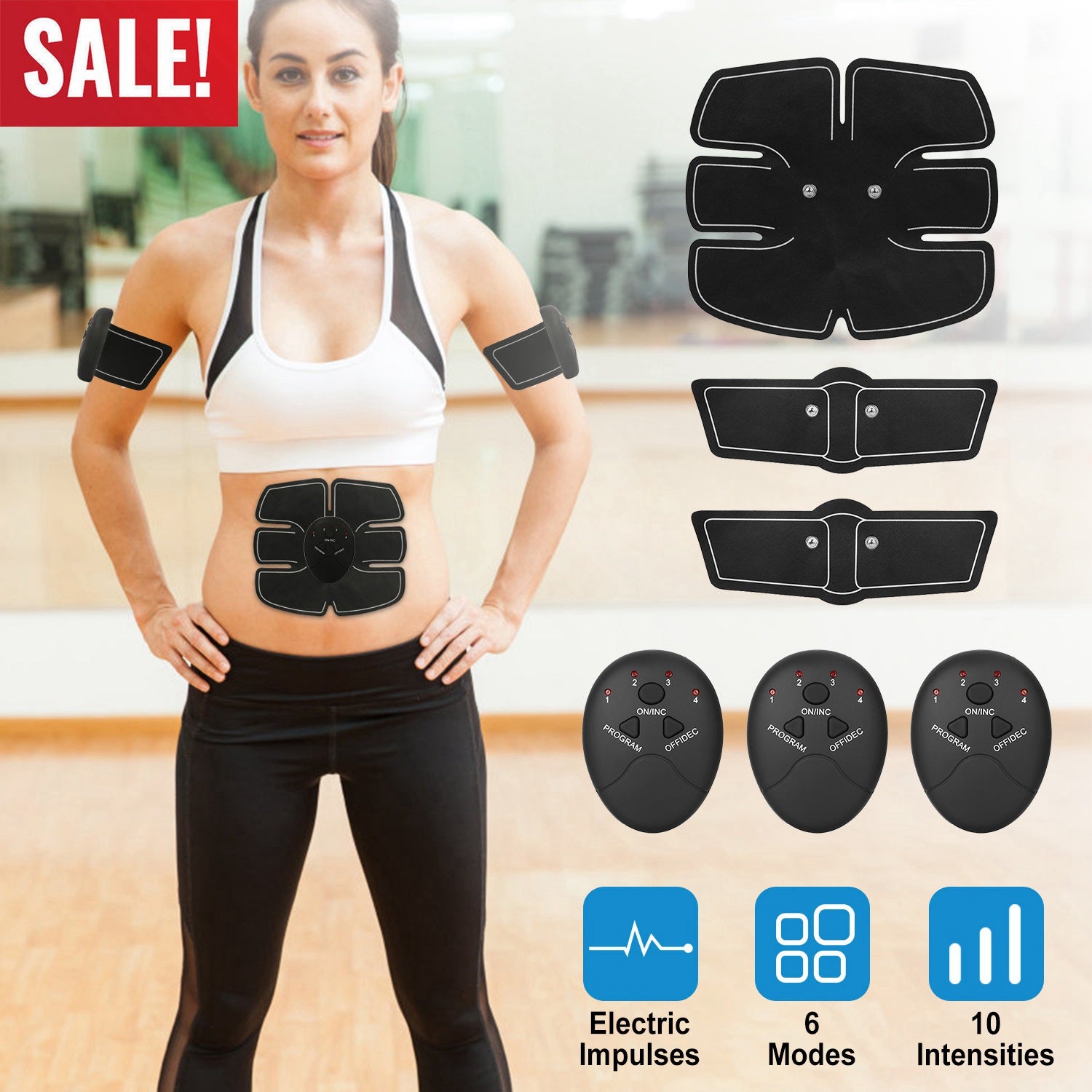 Smart Abs Stimulator Abdominal Muscle Toning Belt Trainer EMS Training Arm Fitness Gear 