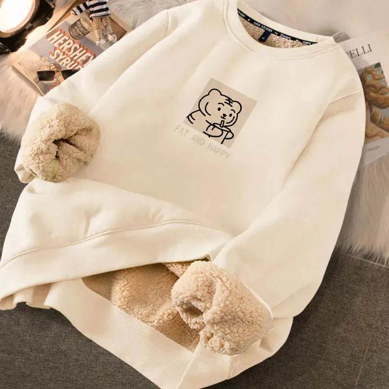 Autumn Winter Fleece-lined thick sweatshirt Pullover top for men 