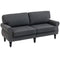 Stylish Midback Double Sofa with Sponge Padding, 2 Seater Sofa Couch, with Rubber Wood Leg, Dark Grey