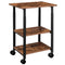 HOOBRO 3-Tier Adjustable Printer Stand with Wheels, Mobile Printer Cart and Office Storage Shelf, Rustic Brown & Black