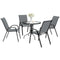 Five-Piece Steel Patio Set, with Glass-Top Table - Dark Grey