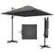 8'x8' Square Patio Hanging Offset Umbrella, Outdoor Cantilever Parasol w/ Cross Base, Dark Grey