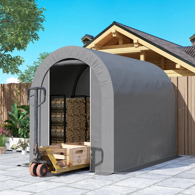 5' x 8' Outdoor Storage Shed, Heavy Duty Galvanized Steel Portable Shed for Bike, Motorcycle, Garden Tools, Light Grey