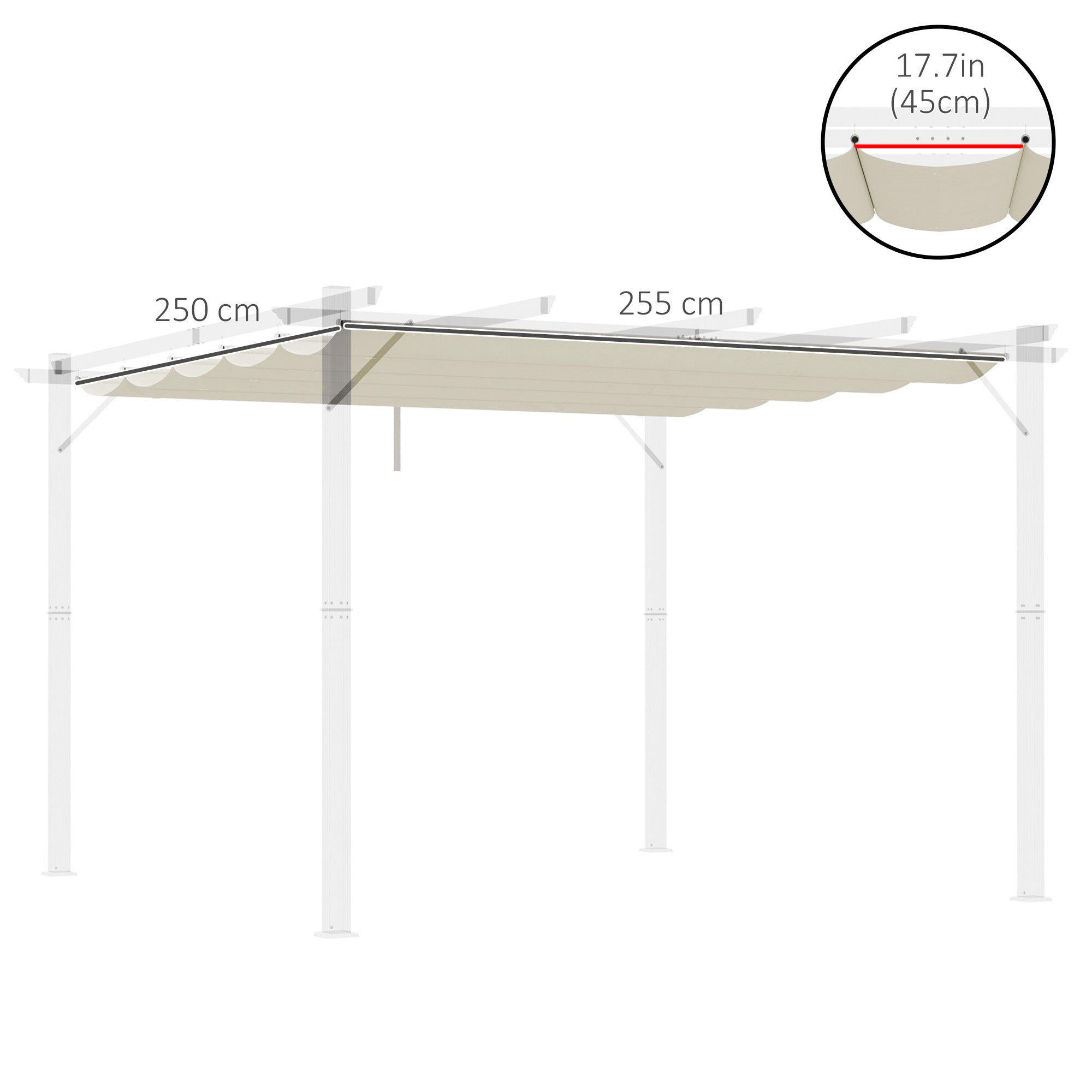 Outsunny Retractable Replacement Pergola Canopy for 9.8' x 9.8' Pergola, Pergola Cover Replacement, Cream White 