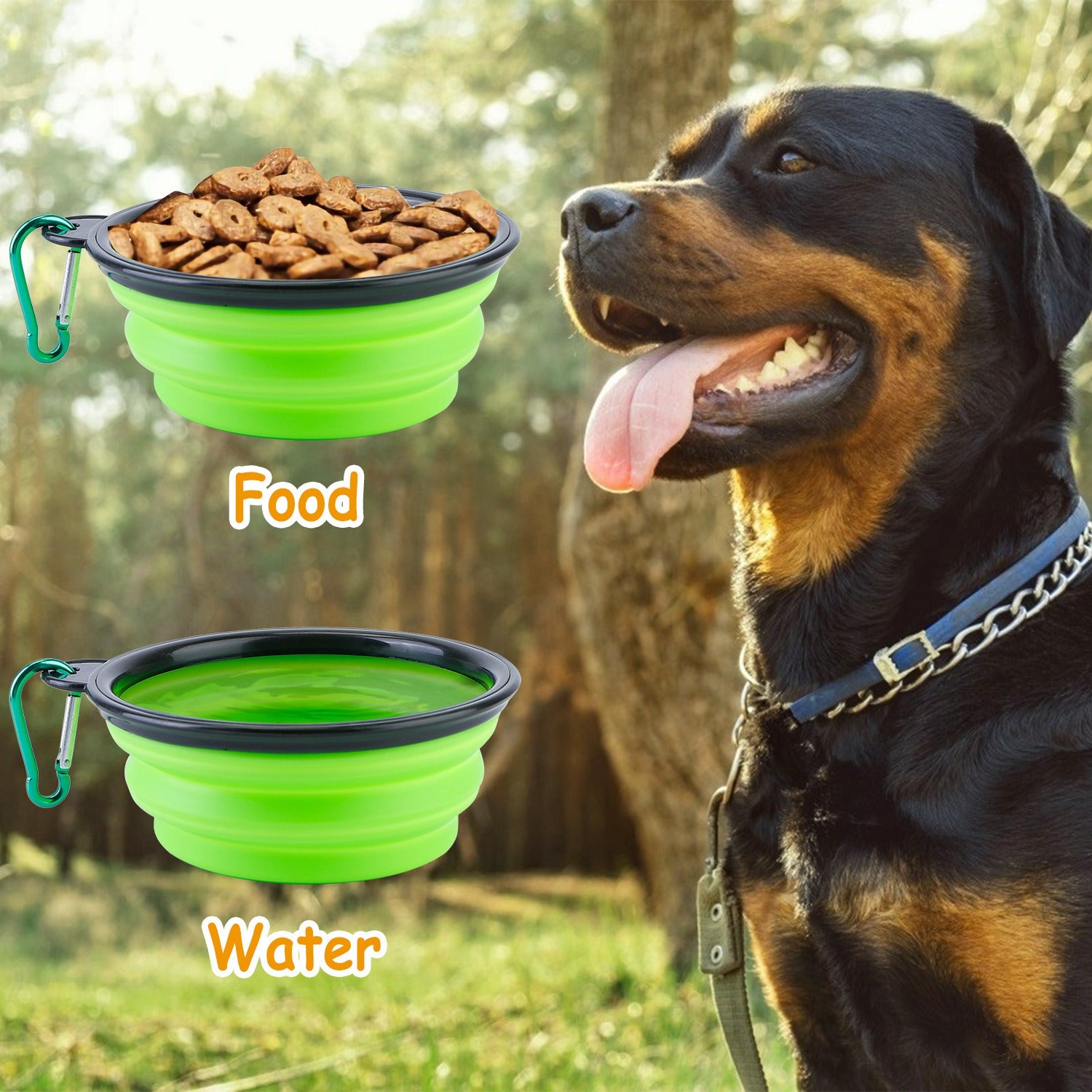 4Pcs Silicone Collapsible Dog Bowls BPA Free Travel Dog Bowl Foldable Cat Dog Food Water Bowl w/ Carabiner Clip For Traveling Walking Hiking