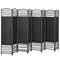 8 Panel Folding Room Divider, Portable Privacy Screen, Wave Fiber Room Partition for Home Office, Black