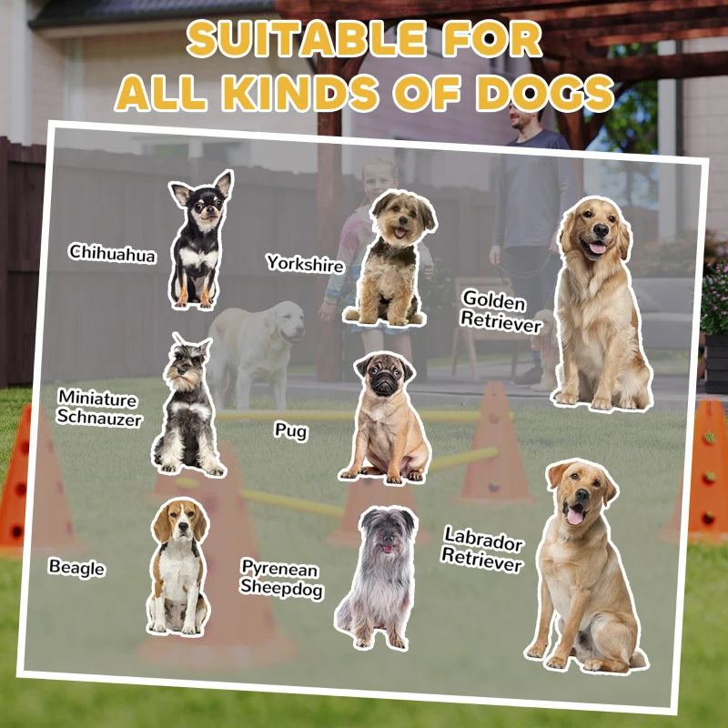 Dog Agility Hurdle Cone Set, Adjustable Obstacle Course Equipment with 6 Cones & 6 Poles, Carry Bag, Orange