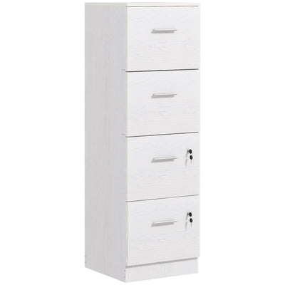 Homcom Secure File Vault: 4-Drawer Lockable Vertical Cabinet for Adjustable A4/Letter Document Organization, Modern White 
