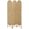 Bohemian Privacy Screen, Folding Room Divider with 3 Panels and Arched Top for Bedroom Living Room Office, Natural Wood