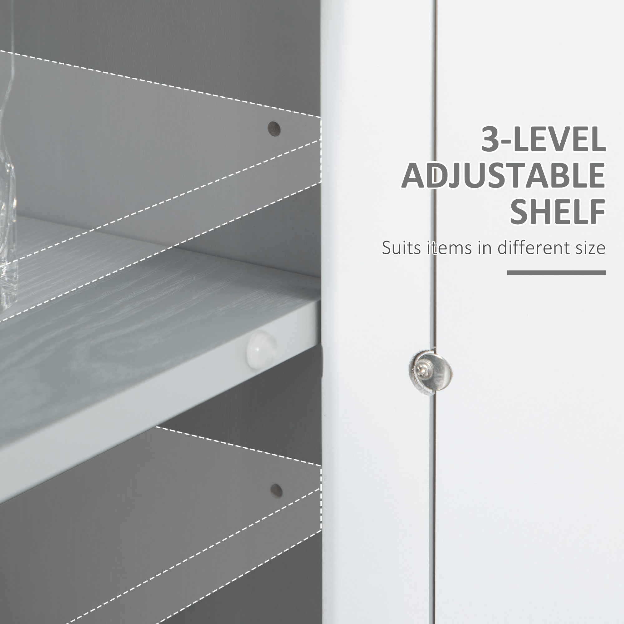 HOMCOM Grey Mirrored Door Buffet Table: Sideboard Kitchen Bar Cabinet with 3 Doors, 2 Cabinets and Adjustable Shelf 