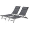 Outsunny Folding Outdoor Chaise Lounge Chair Set of 2 with Adjustable Backrest, Headrest, Mesh Seat for Beach, Poolside, Grey