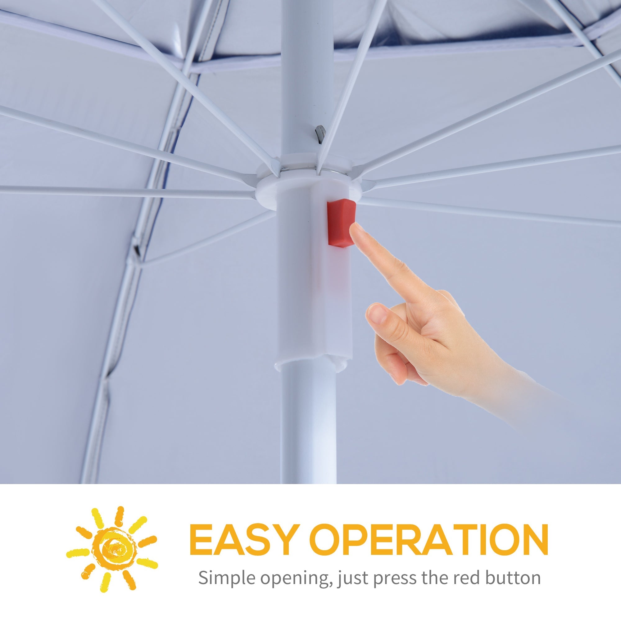 Outsunny 7.5ft Blue 2-in-1 Beach Sport Umbrella Shelter with Silver Coated UV50 Protection for Outdoor Activities 