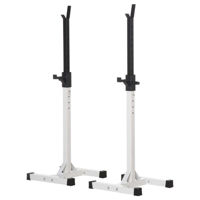 Soozier Adjustable Power Squat Stand Barbell Rack Weight Lifting Home Gym Equipment Black White 