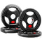 Soozier Weight Plates Set, 2-Inch Barbell Weights Set w/Tri-Grips for Weightlifting and Strength Training, 2 x 6lbs, 2 x 11lbs