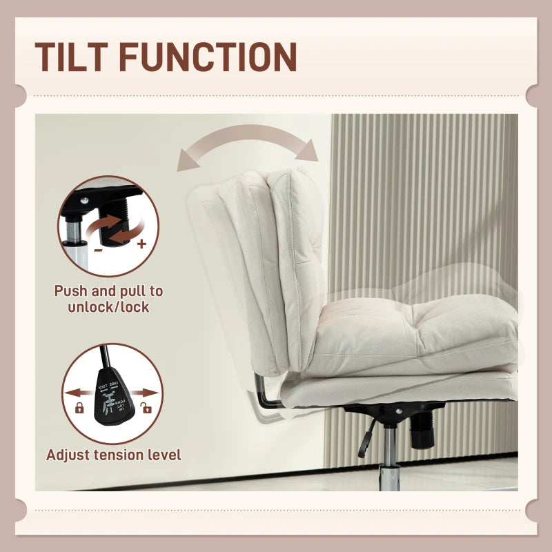 Armless Office Chair, Criss Cross Chair with Adjustable Height & Tilt Function for Home Office, Study, Light Grey