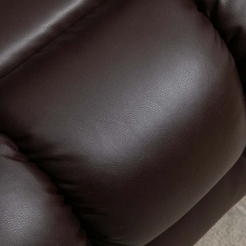 Electric Power Lift Chair, PU Leather Recliner Sofa with Footrest, Remote Control and Cup Holders, Brown