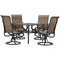 Outsunny 5-Piece Outdoor Patio Dining Set, 4 Swivel Rocker Chairs and 37