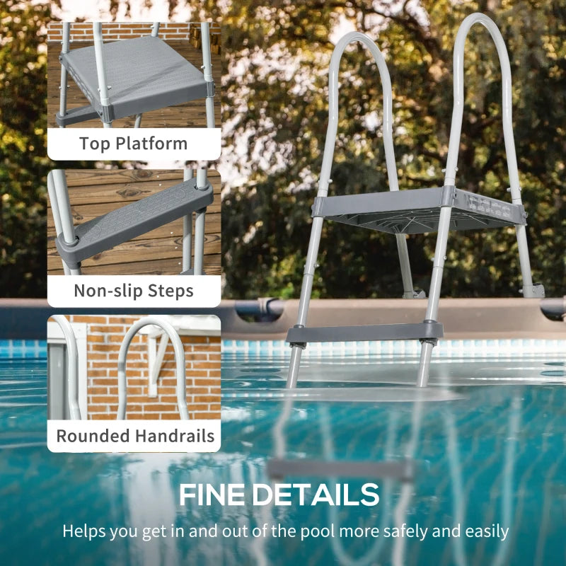 70" Above Ground Pool Ladder for 48" Pool Wall Height, Grey