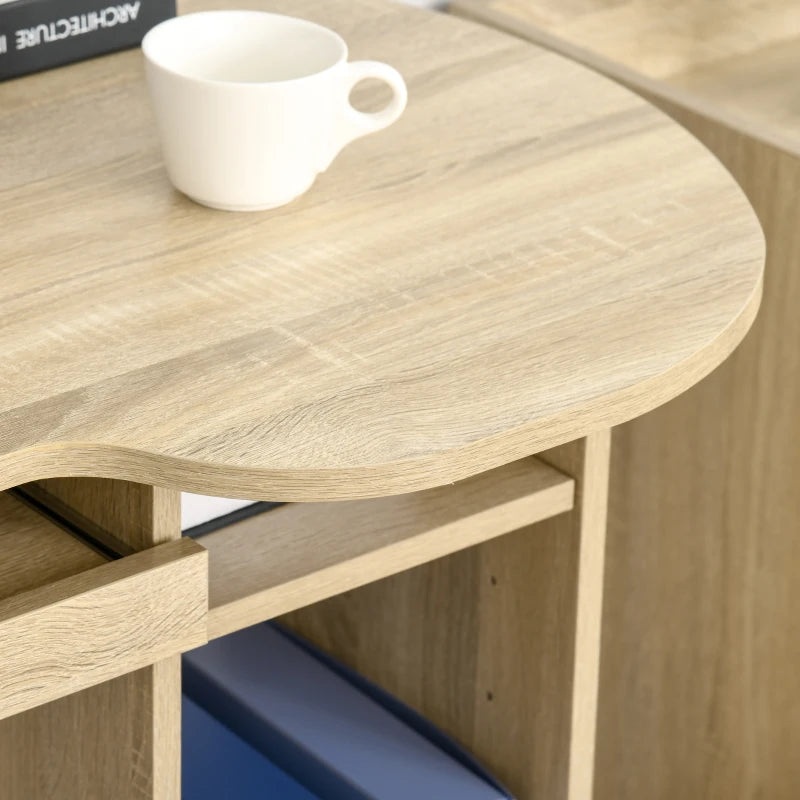 Computer Desk with Storage, Home Office Laptop Table with Shelves and Drawers, Modern Workstation Desk with Keyboard Tray