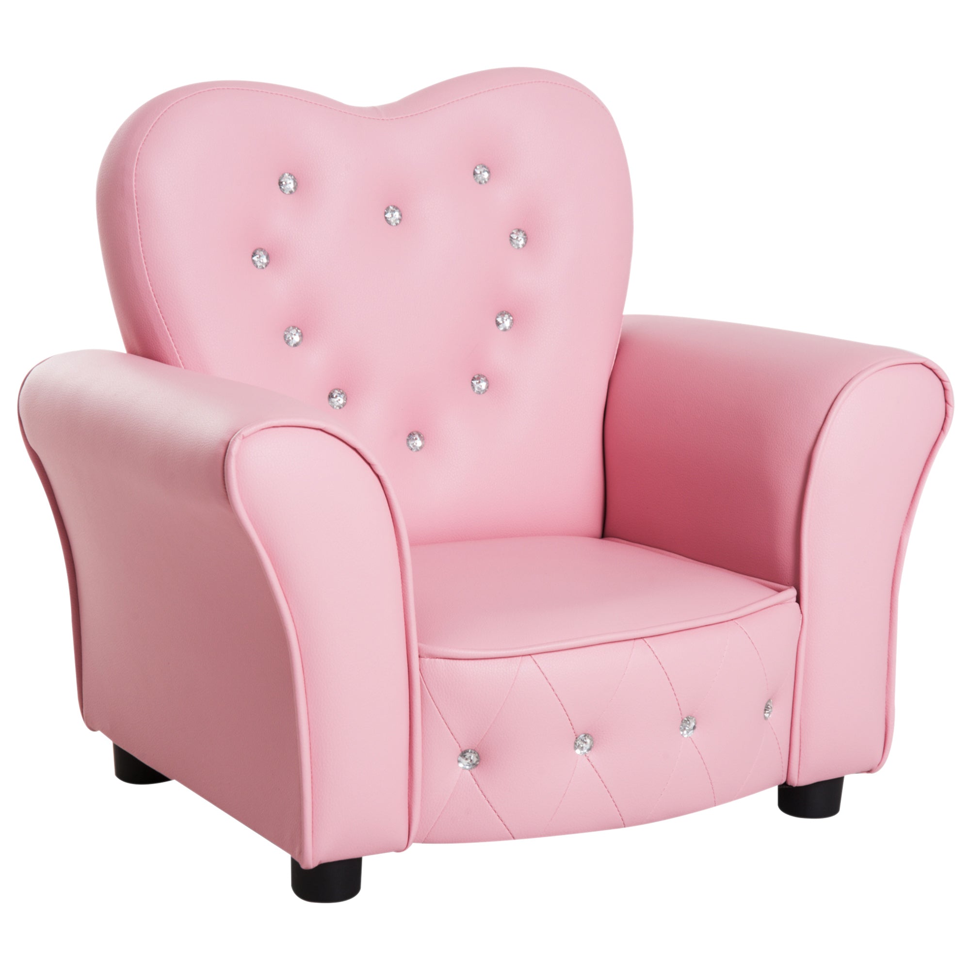 Qaba Kids Mini Princess Sofa Chair Toddler Children Upholstered Tufted Armchair Activity Couch Reclining Seat Boys Girls Furniture Pink 