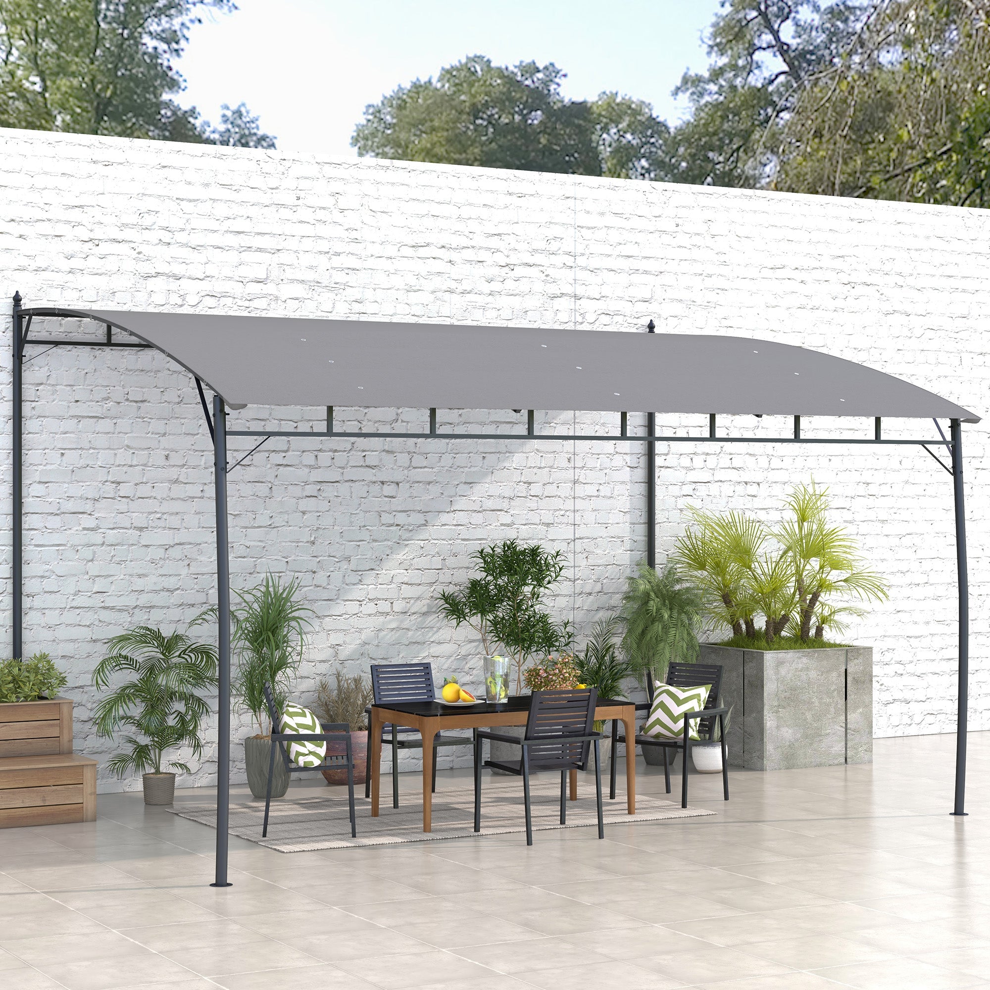 Outsunny 10' x 13' Outdoor Pergola with UV30+ Protection Canopy and Steel Frame for Porch, Patio, Deck, Backyard, Dark Grey 
