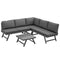 Outdoor Corner Garden Set, Convertible 4-Piece Furniture with 2 Sofas, 1 Corner Chair, and 1 Coffee Table, Grey