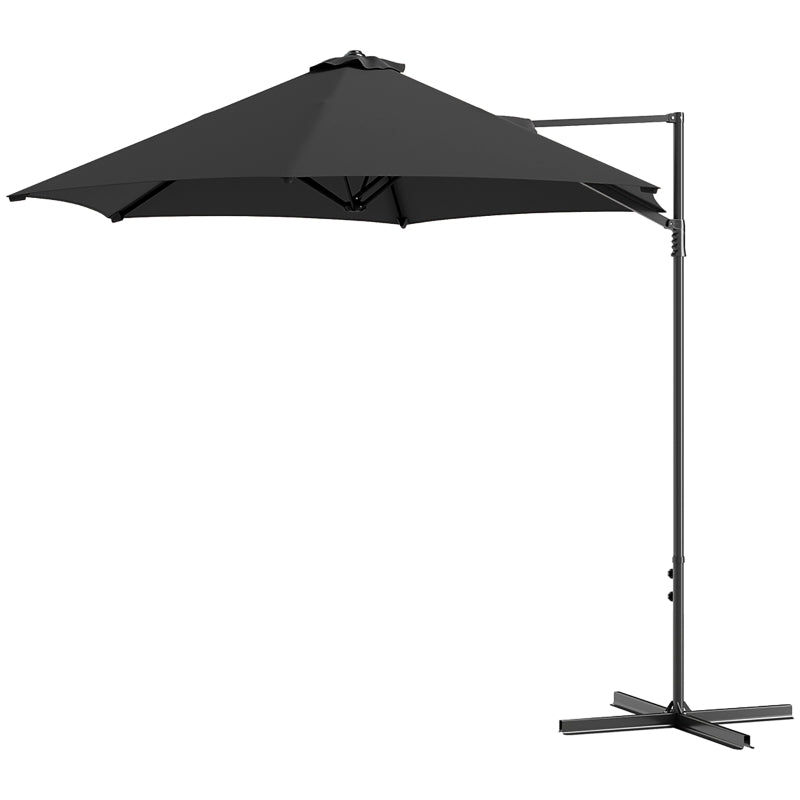 8.5FT Offset Patio Umbrella 360° Rotation Cantilever Parasol Outdoor Cantilever Roma Parasol Φ100.8" x 96.5"H Black