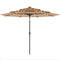 9.3 ft Patio Umbrella with Solar LED Lights, Cover, 3 Tier Outdoor Market Table Parasol with Tilt, Crank, Khaki