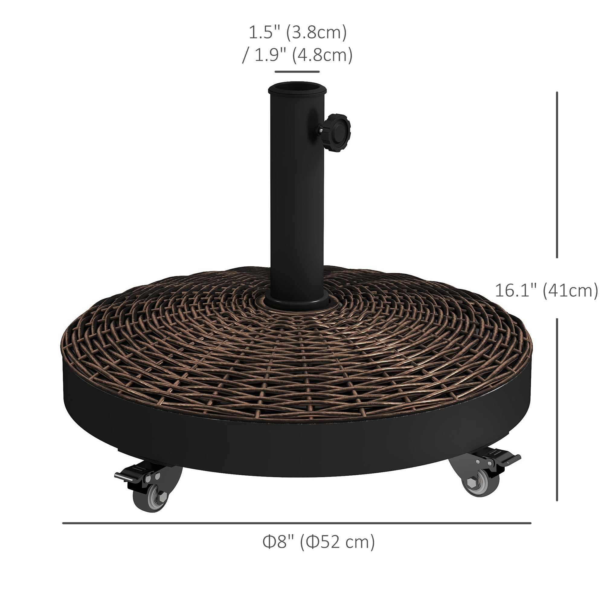 Outsunny Bronze Resin Patio Umbrella Base 20.5" Round Parasol Stand Outdoor with Wheels Garden Offset Holder 