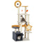 Star and Moon Themed Cat Tree with Cat Scratching Posts, Cat Condo, Bed, Scratching Board, Cat Toys, Beige