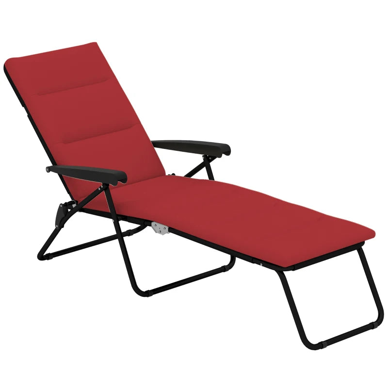 Foldable Lounge Chair, Reclining Patio Sun Lounger with 6-Position Adjustable Back, Wine Red
