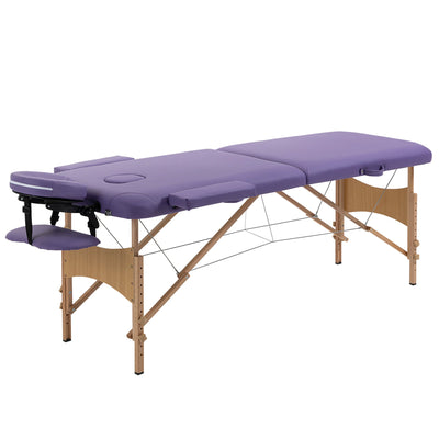 HOMCOM Portable Massage Table 72 Inch Adjustable Spa Bed Foldable Facial Couch with Carry Case Purple 
