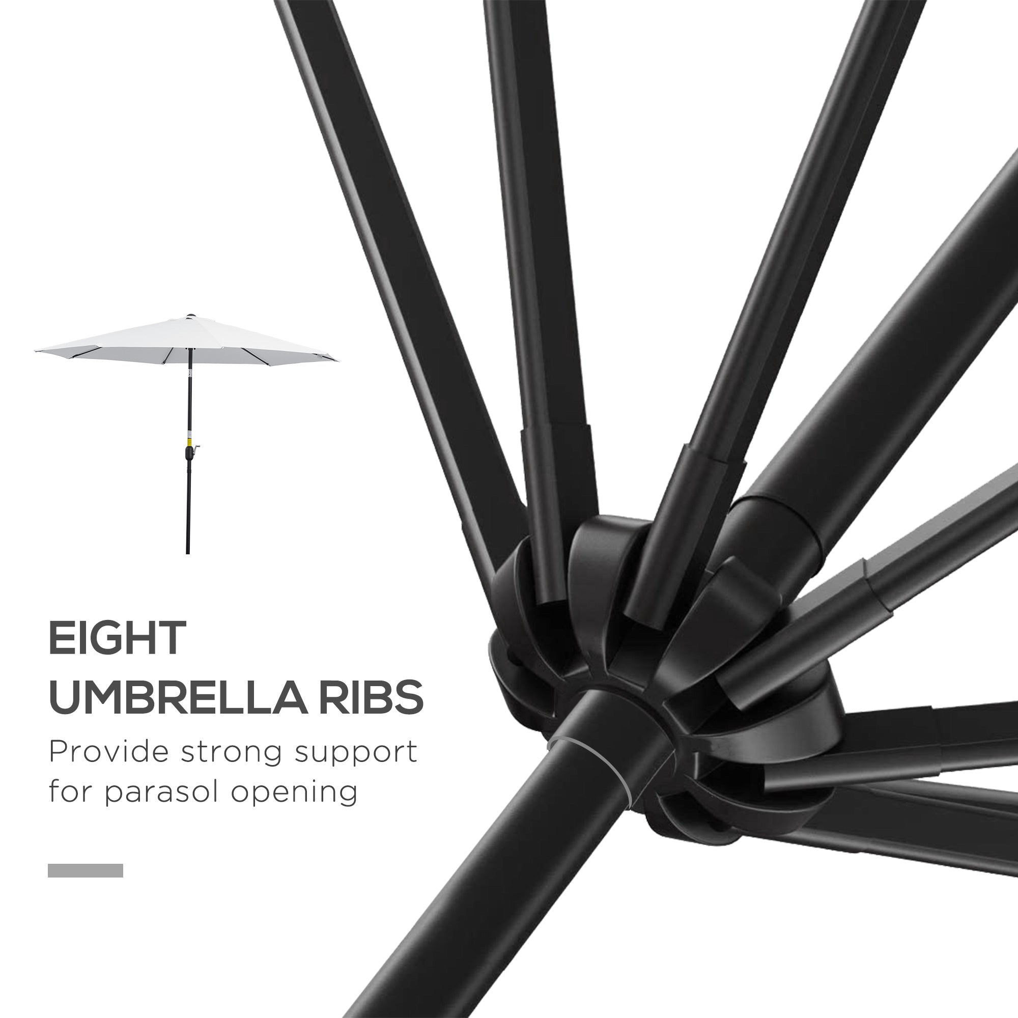 Outsunny Adjustable Patio Sunshade: 10ft Round Parasol with Crank and Tilt for Outdoor Garden Pool, White 