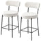 Set of 2 Barstools, Upholstered Bar Stools with Backrest, Footrest for Kitchen Island, Dining Room, Cream White
