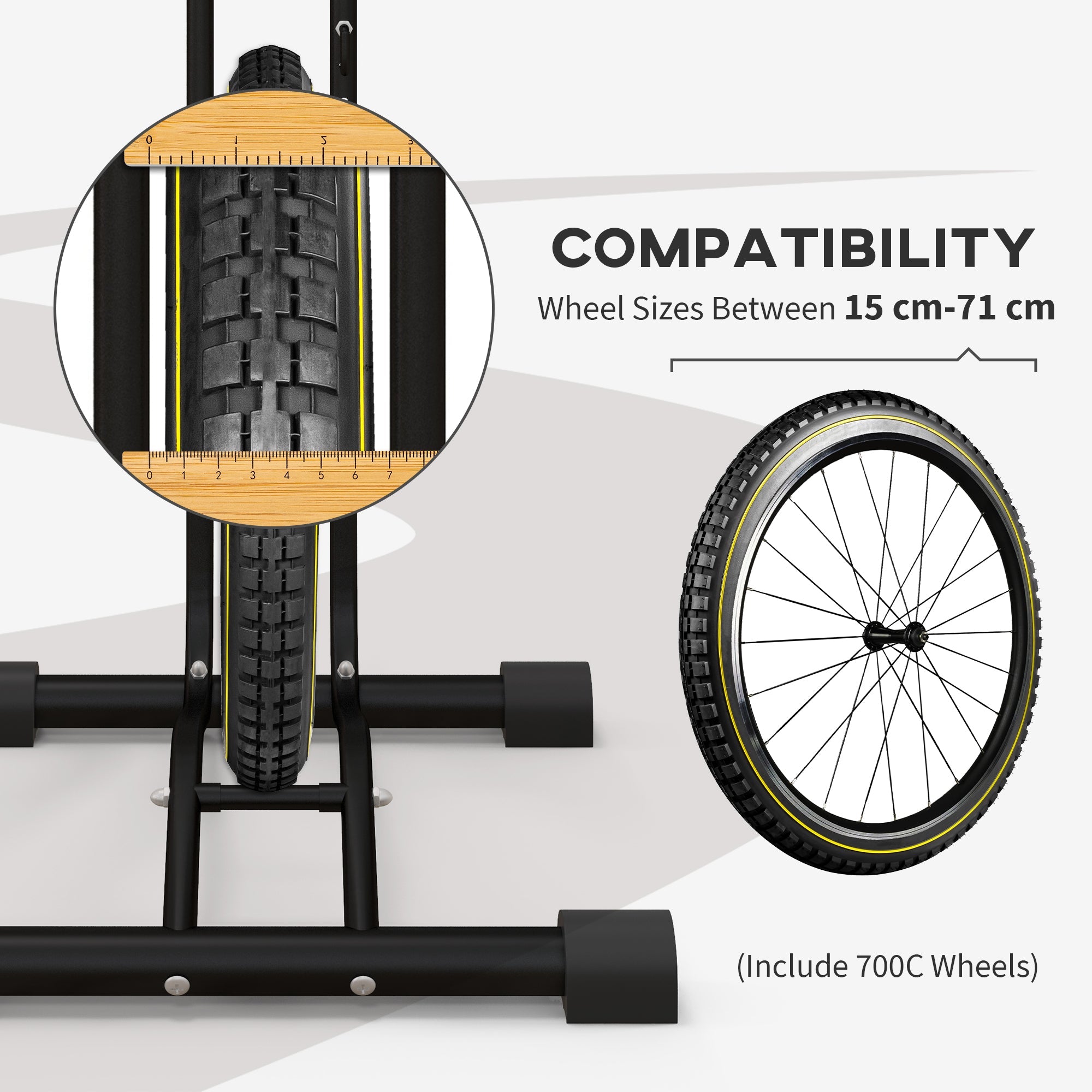 Soozier Vertical Horizontal Bike Rack Bicycle Storage Stand Adjustable Hooks 6"-28" 700c Bikes 