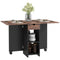 Folding Dining Table, Space Saving Drop Leaf Table with Drawer and Shelves for Kitchen, Dining Room, Rustic Brown