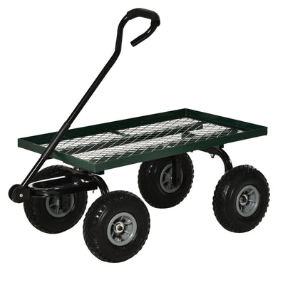Outsunny Heavy Duty Garden Wagon Cart with 10" Wheels, 330 lbs Capacity, for Garden, Beach, Lawn, Black 