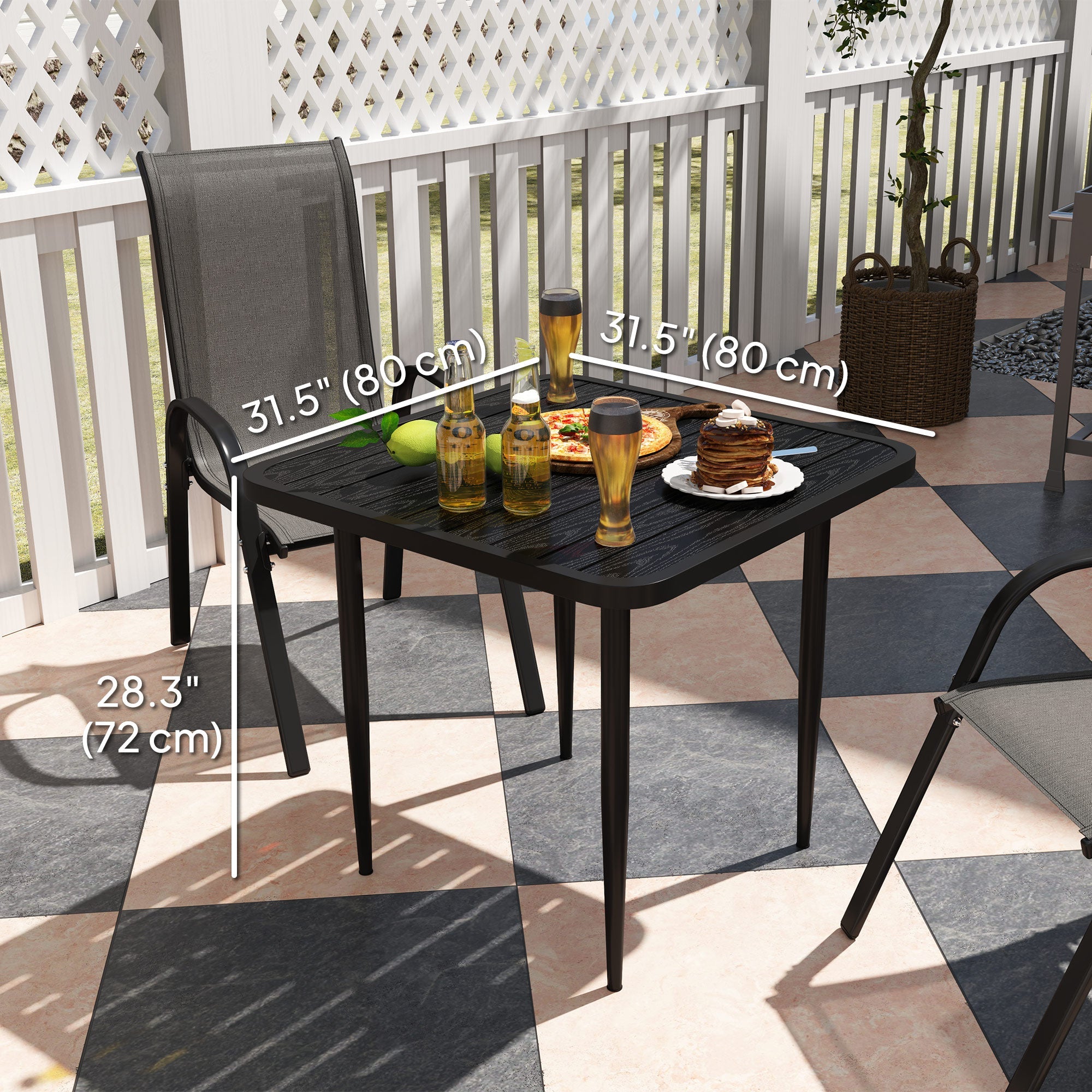 Outsunny 31.5" Patio Dining Table for 4, Metal Square Outdoor Table for Garden, Lawn, Backyard, Black 