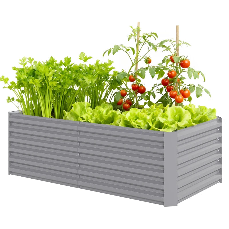 6' x 3' x 2' Raised Garden Bed, Galvanized Planter Box for Growing Flowers, Herbs and Vegetables, Light Grey