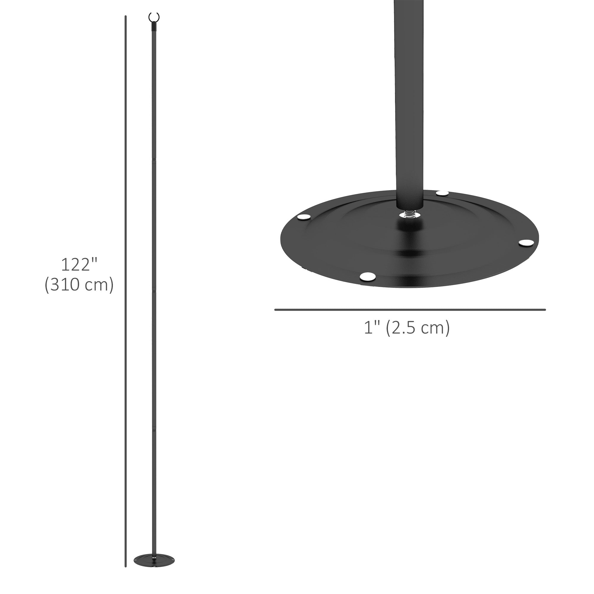 Outsunny 4 Pack of 10' String Light Poles, Steel Hanging Lighting Stand for Patio, Backyard, Deck, Wedding, Party, Black 