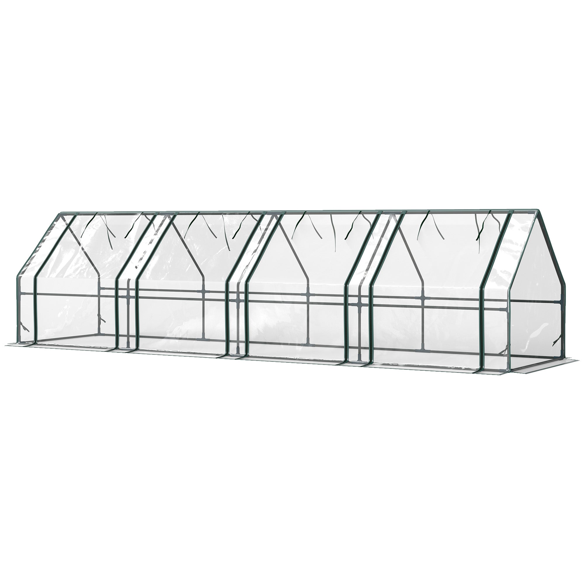 Outsunny Portable Mini Greenhouse Tunnel Growing Tent Plants Flower Warm House w/ Zippered Roll-up Doors, Clear 