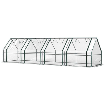 Outsunny Portable Mini Greenhouse Tunnel Growing Tent Plants Flower Warm House w/ Zippered Roll-up Doors, Clear 