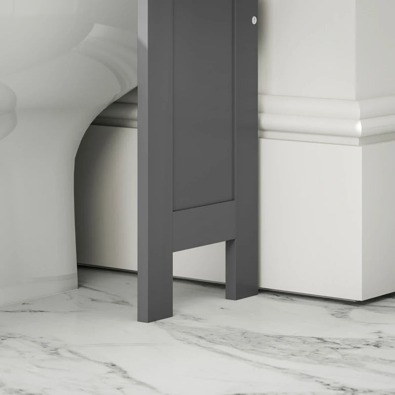 Modern Over The Toilet Storage, Bathroom Cabinets Over Toilet with Open Shelves and Double Door Cabinet, Grey