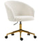 Office Chair, Teddy Fleece Upholstered Vanity Desk Chair, Cream White