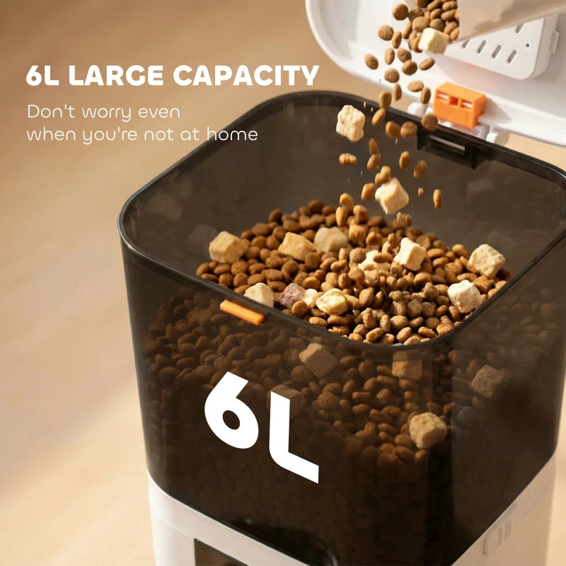 Automatic Cat Feeder with App Control Smart Cat Food Dispenser 10s Voice Recorder 6L