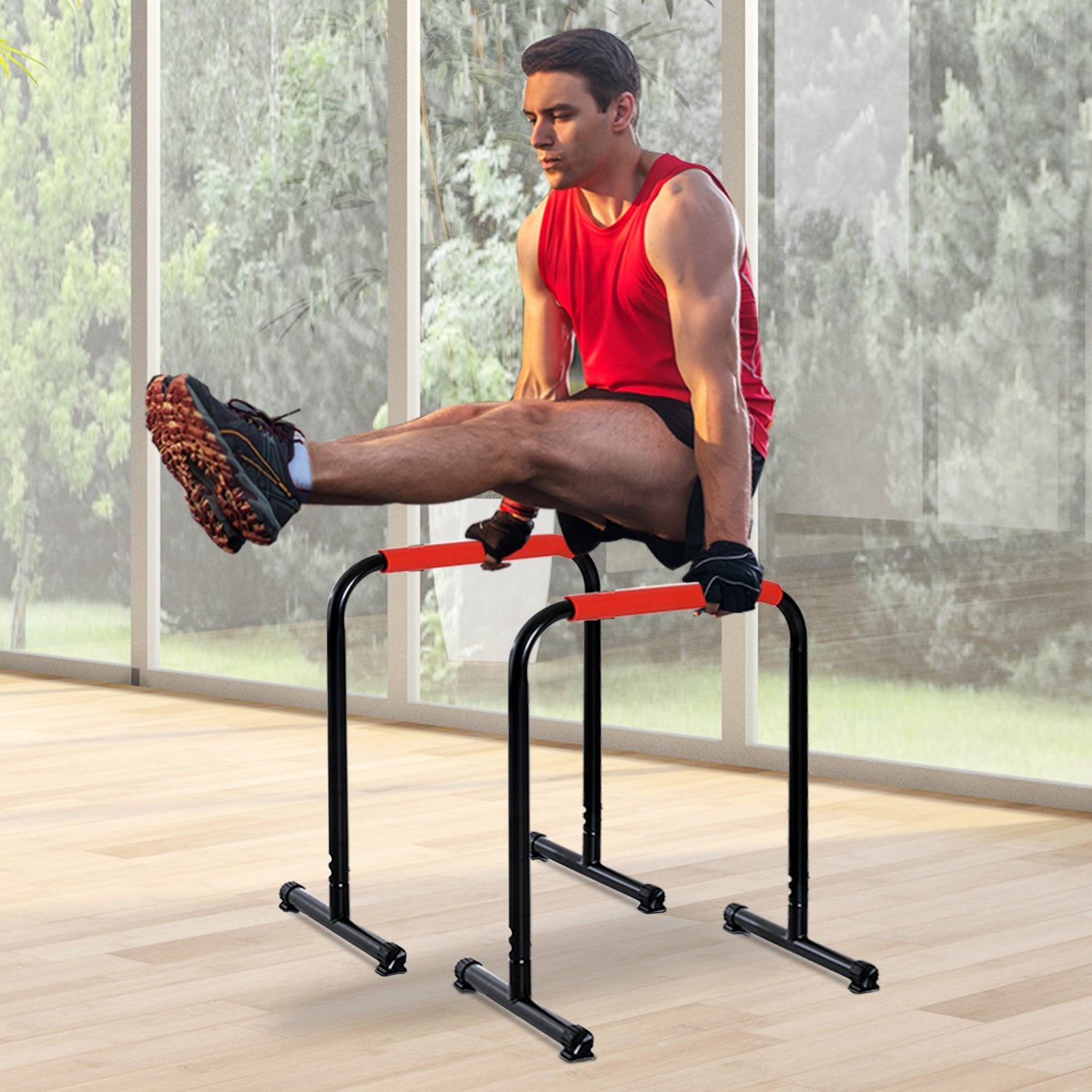Soozier Push Up Stand Handle Gym Bar Workout Training Exercise Home Fitness Portable Dip Bars Strength 